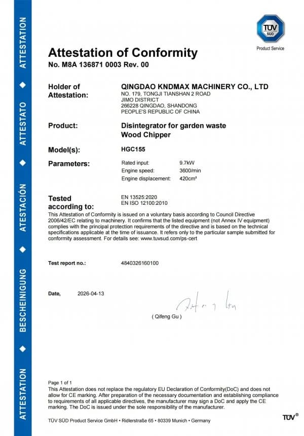 TÜV SÜD Uygunluk Beyanı — HGC155